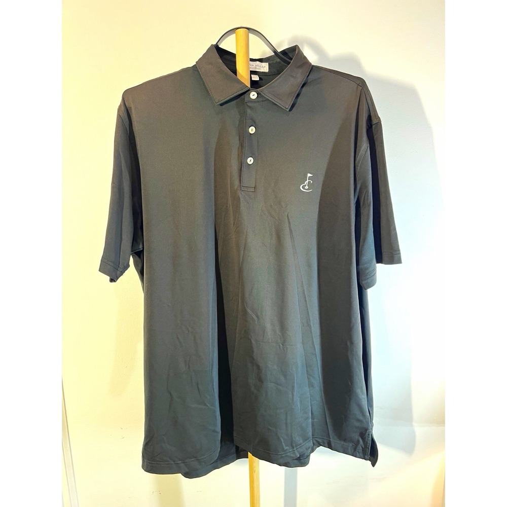 Peter Millar Summer Comfort Polo Mens Large Black Golf Performance ME0EK01S